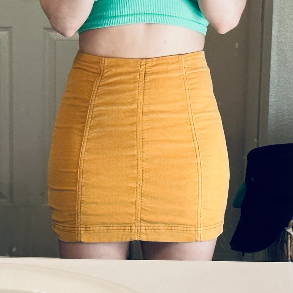 Free People Corduroy Mini Skirt - Yellow - 0